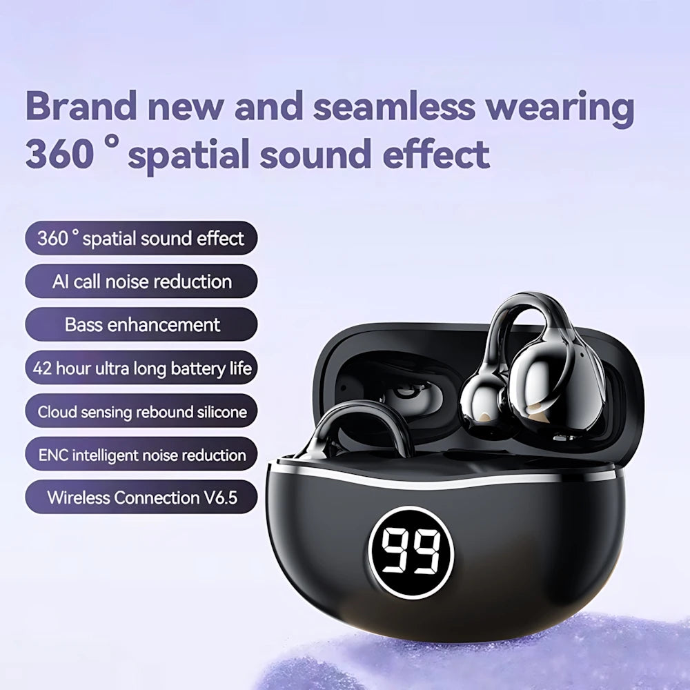 Casque sans fil Fone Bluetooth casque avec micro mains libres suppression du bruit écouteurs Clip oreille musique sport jeu bouchon d'oreille