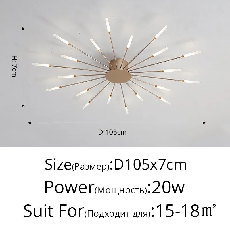 Modern LED Chandelier For Living Room Bedroom Home Roof Indoor Gold Metal Ceiling Lamp With Remote Control Lighting Lustre Decor