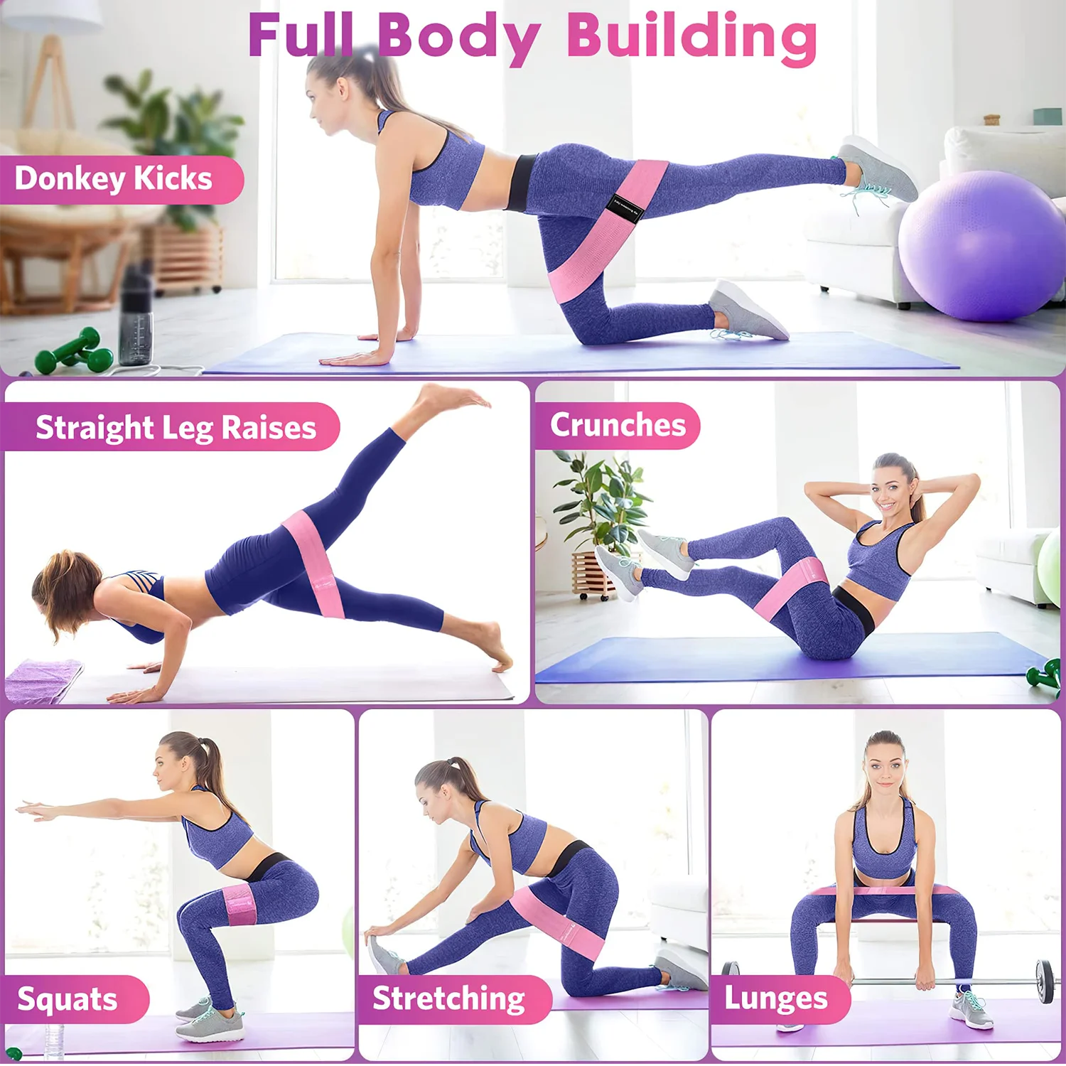 1/3 pièces Fitness exercice extensible hanche bandes de résistance Yoga jambes bout à bout anti-dérapant élastique musculation exercice équipement d'entraînement