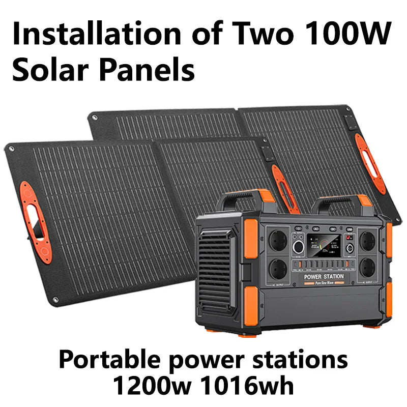 Générateur domestique 1008wh 1200W, batterie Lifepo4, centrale électrique Portable 220V avec panneau solaire 100W, sauvetage d'urgence en plein air