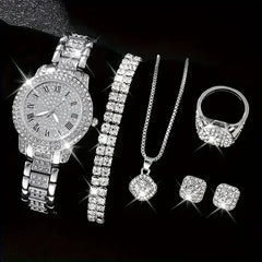 Décontracté dames Quartz Montre-Bracelet Bracelet ensemble 6 pièces ensemble femmes Montre horloge cadran romain marque de luxe Design femmes Montre Femme Reloj
