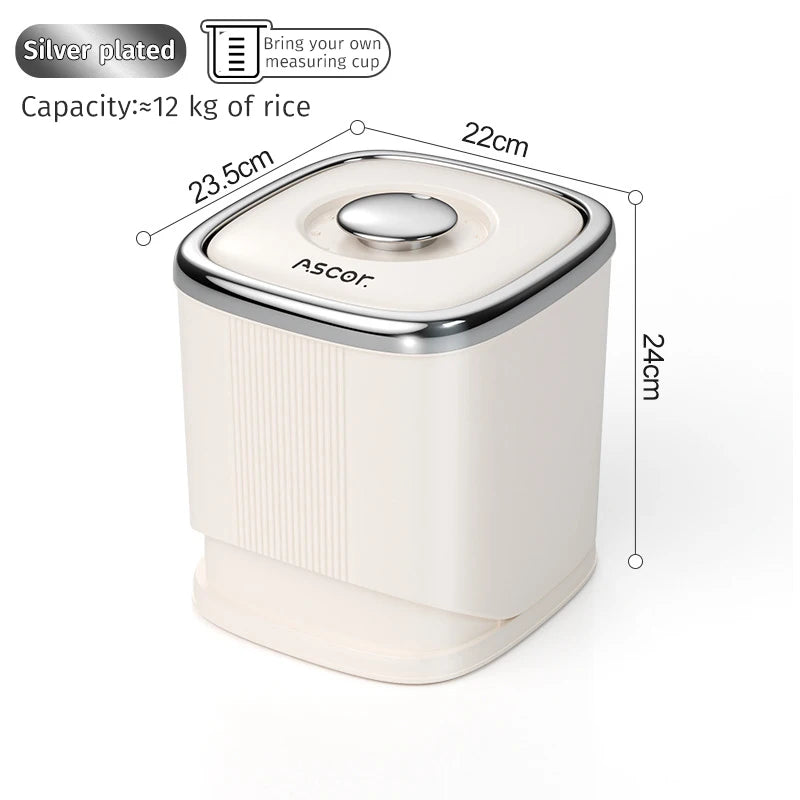 Seau à riz résistant à l'humidité, distributeur de grains rotatif, boîte de rangement de poudre de cuisine, boîte de stockage de riz anti-insectes pour la maison