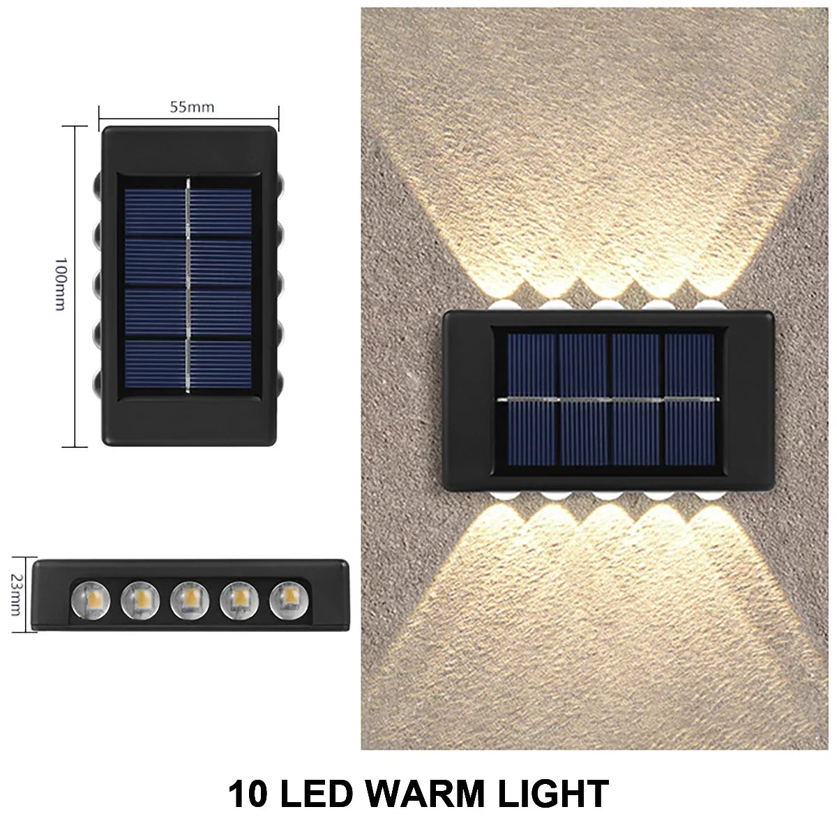 Lampe murale solaire extérieure étanche à énergie solaire lumière haut et bas éclairer la maison jardin cour décoration lumières du soleil extérieures
