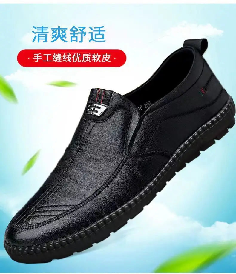 Mocassins en cuir PU pour hommes, chaussures plates de marche antidérapantes, respirantes, décontractées, pour le travail, le bureau, la conduite, baskets2