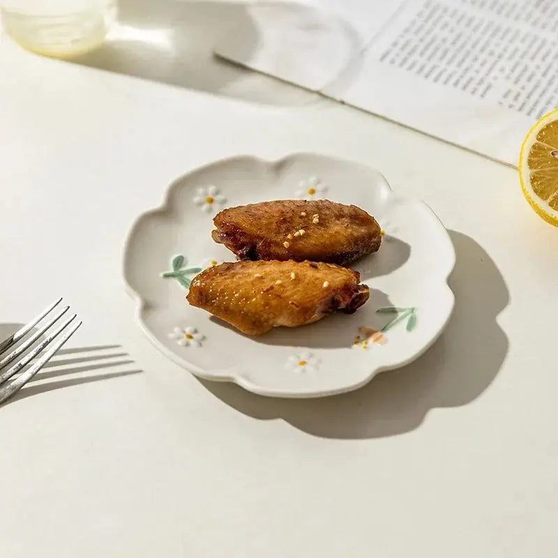 YWDL – assiette à dîner en céramique à fleurs de 6 pouces, assiette givrée en Relief de cuisine pour pâtes, pain, desserts, vaisselle de Restaurant