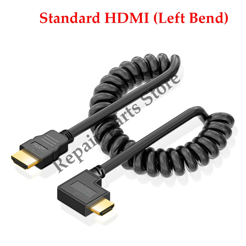 Câble HDMI vers Mini HDMI, câble Micro adaptateur, câble à ressort télescopique coudé HDMI, caméra SLR haute définition 4k, 1 pièce