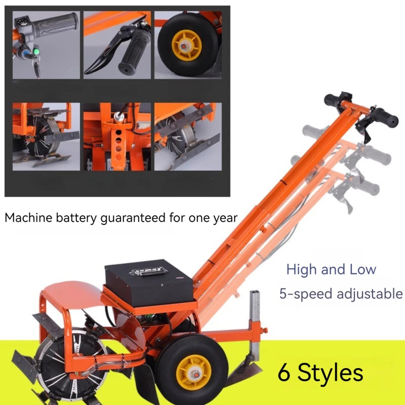 Tondeuse à gazon électrique avec fonction de désherbage et de rotation du sol, désherbage, ameublissement du sol