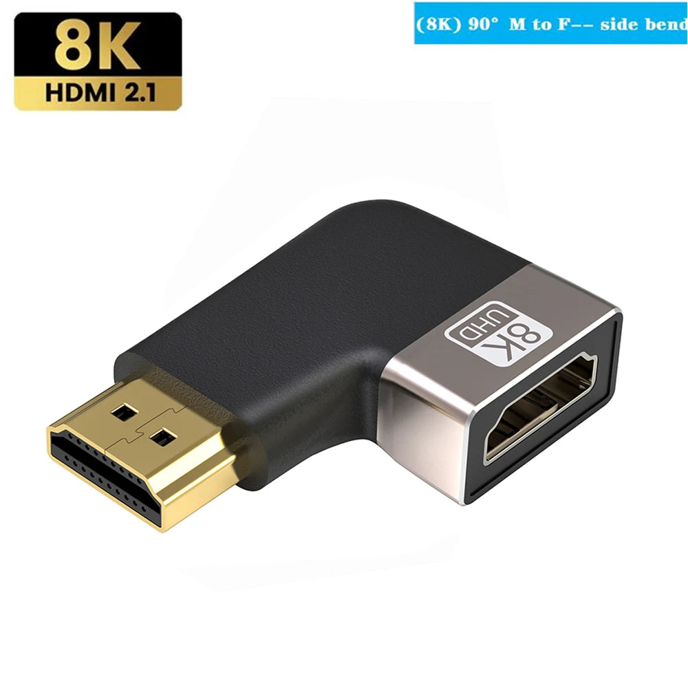 Adaptateur HDMI 2.1, 8K, Angle droit de 90 à 270 degrés, convertisseur mâle à femelle, connecteur d'extension de câble HDMI pour TV, ordinateur portable, moniteur