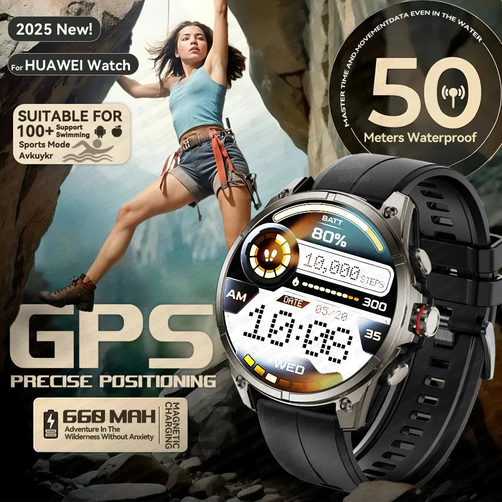 2025 nouvelles montres intelligentes GPS haut de gamme altimètre extérieur baromètre écran AMOLED boussole GPS intégrée sport militaire Smartwatch hommes