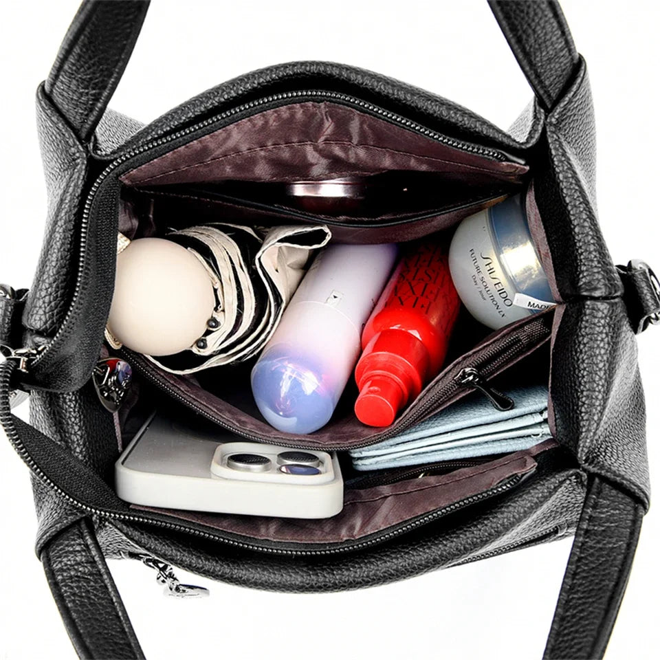 Sac à bandoulière en cuir souple pour femme, sacs à poignée supérieure, sac à main de créateur de luxe, sac à main pour femme, document solide lancé, CommConsulSac