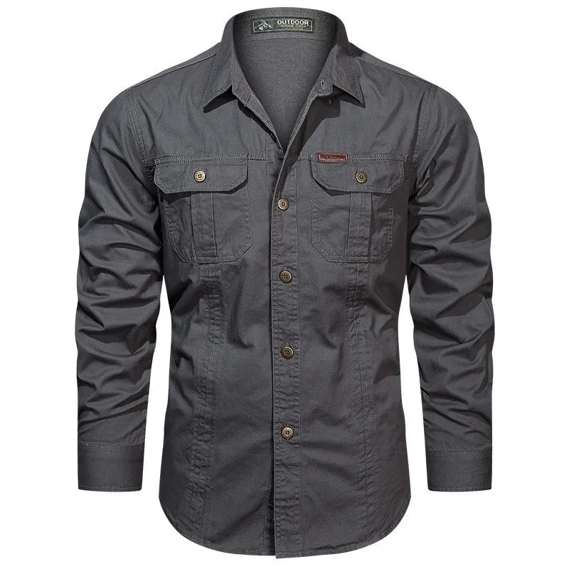 Nouveaux hommes chemise décontractée 5XL mâle surchemise 2025 militaire coton à manches longues chemises hommes marque vêtements haute qualité Blouse