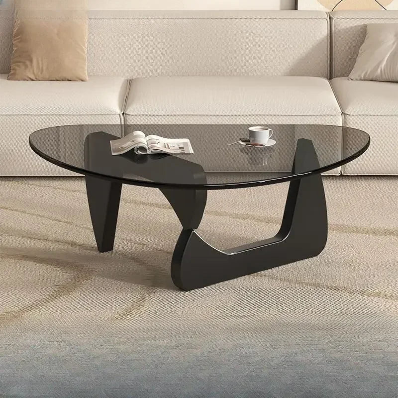 Table basse en verre transparent |   Meubles de salon nordiques de luxe légers en bois massif