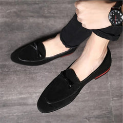 Chaussures décontractées pour hommes avec nœud papillon en cuir suédé véritable mocassins de mariage à la mode chaussures plates pour hommes mocassins de conduite EUR tailles 38-48