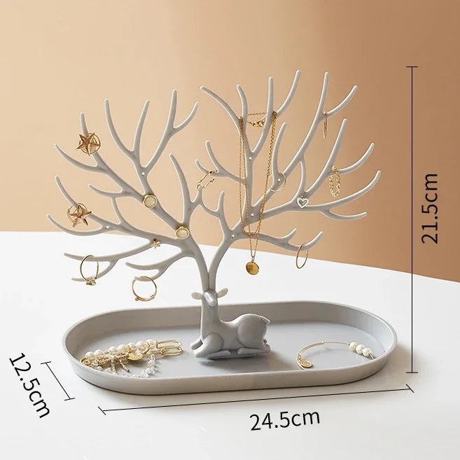 Jewelry Display Stand Tray Tree Storage Racks Earrings Necklaces Rings Jewelry Boxes Case Desktop Organizer Holder Make Up Decor