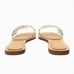 Zara 2024 été chaussures pour femmes PVC Transparent riveté décontracté plat bout ouvert diapositives de plage tendance marque Design grande taille dames pantoufles
