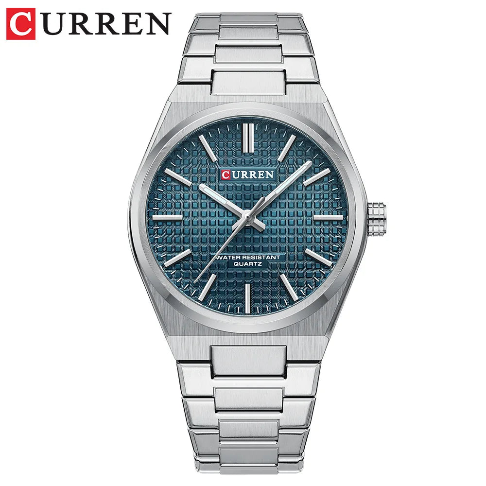 CURREN 8439 Couple montre à Quartz argent or loisirs Simple affaires bracelet en acier inoxydable montre-bracelet pour hommes