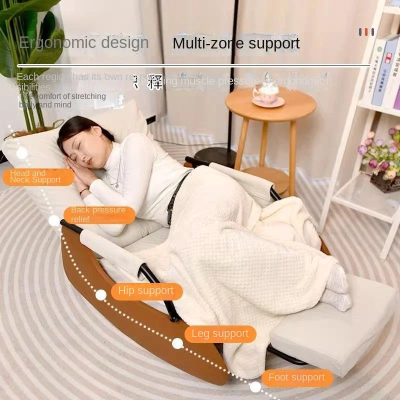Fauteuil à bascule pour la pause déjeuner, fauteuil inclinable paresseux, canapé Tat, balcon, adulte unique, maison, loisirs, paresseux, peut dormir, coussin en latex