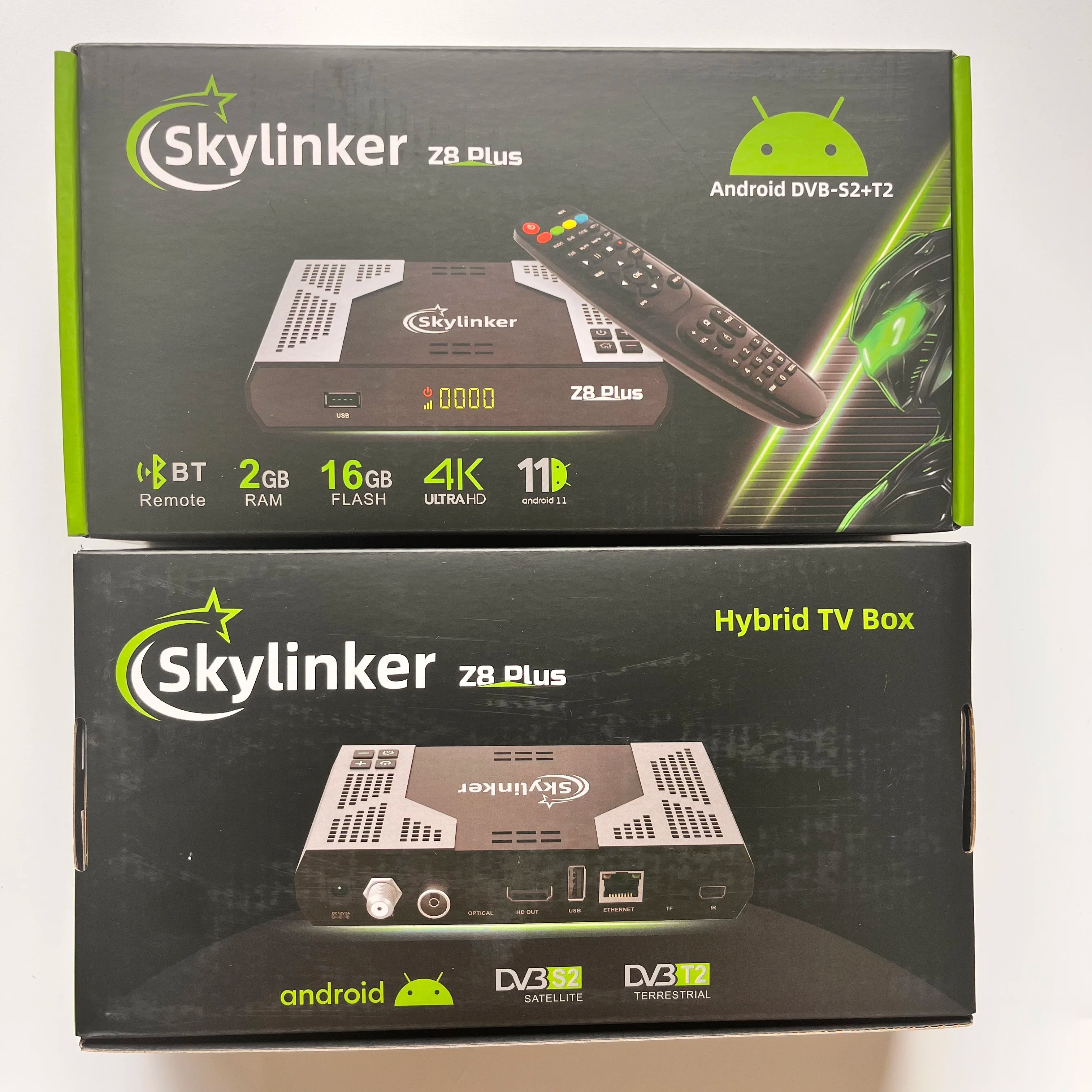 Skylinker Z8 Plus hybride Android OTT + DVB-S2 + DVB-T2 HD 4K TV Box FTA avec H265 2 + 16GB 5G Wifi OTT DVB-S2 récepteur Satellite