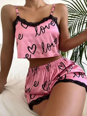 1 ensemble pyjama femme short costume Homewear sous-vêtements imprimés Pijama Lingerie Sexy Camisoles réservoirs nuisette vêtements de nuit pour femmes femmes