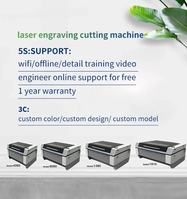 Machine de gravure et de découpe laser pour chaussures, appareil photo CCD, granit, textile, filtre souffleur d'air, 5 axes distants, 60W, 80W, 100W