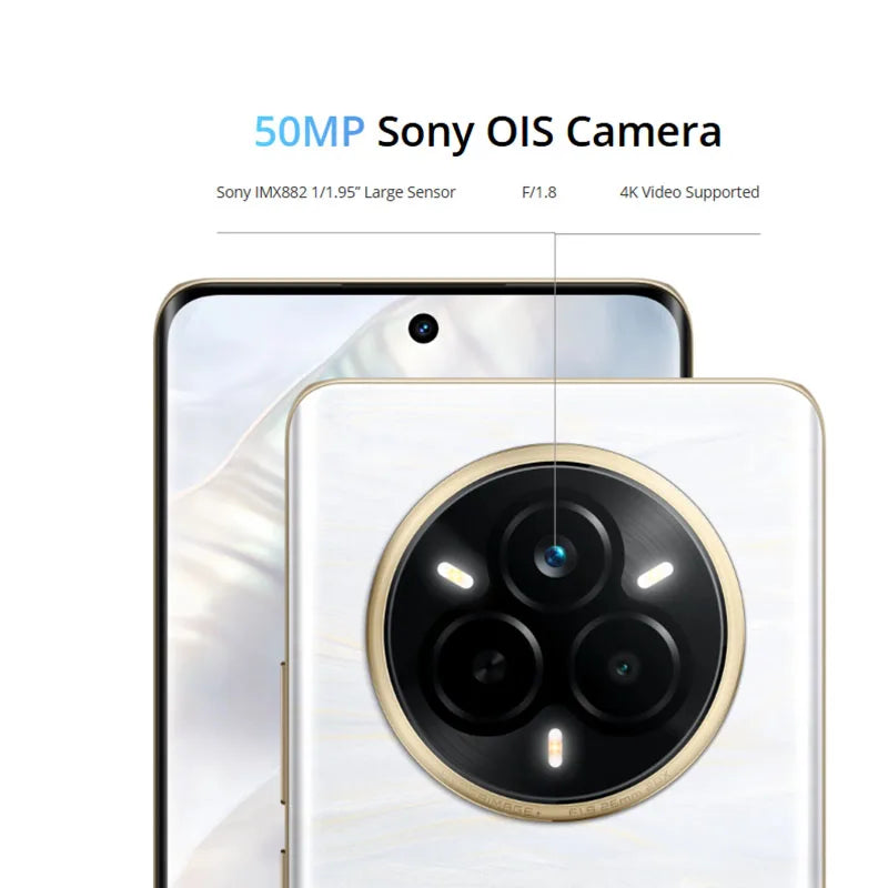 Nouveau téléphone original realme 14 Pro 5G 6.67 "NFC dimension 7300 énergie 8GB RAM 256GB ROM 6000mAh batterie 50MP OIS caméra Smartphone