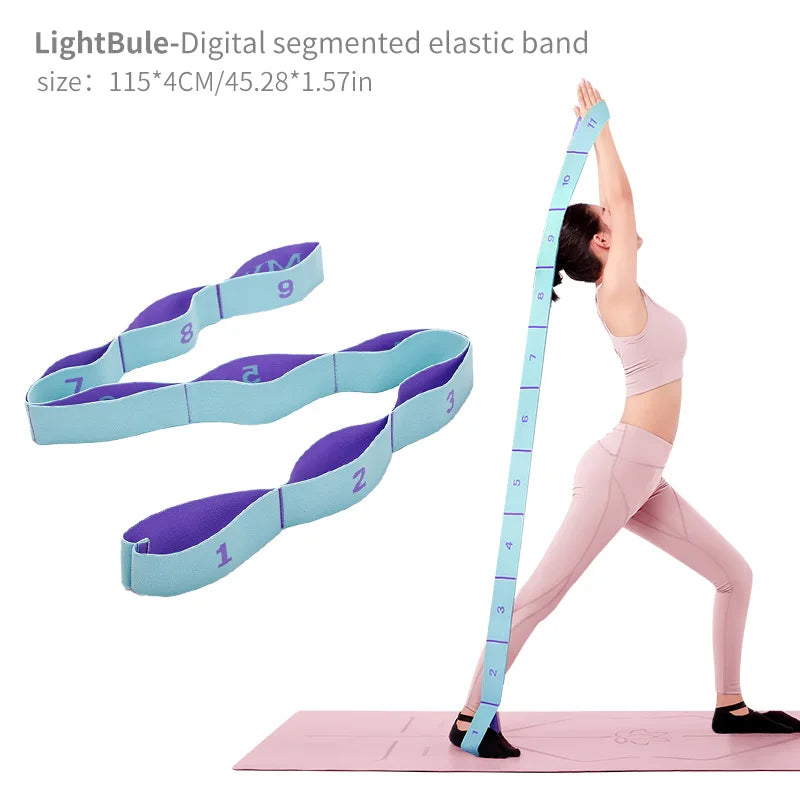 Sangle d'étirement élastique de yoga avec boucles, sangle extensible pour ballet, jambe, corps, bande extensible pour yoga, danse, Pilates, gymnastique