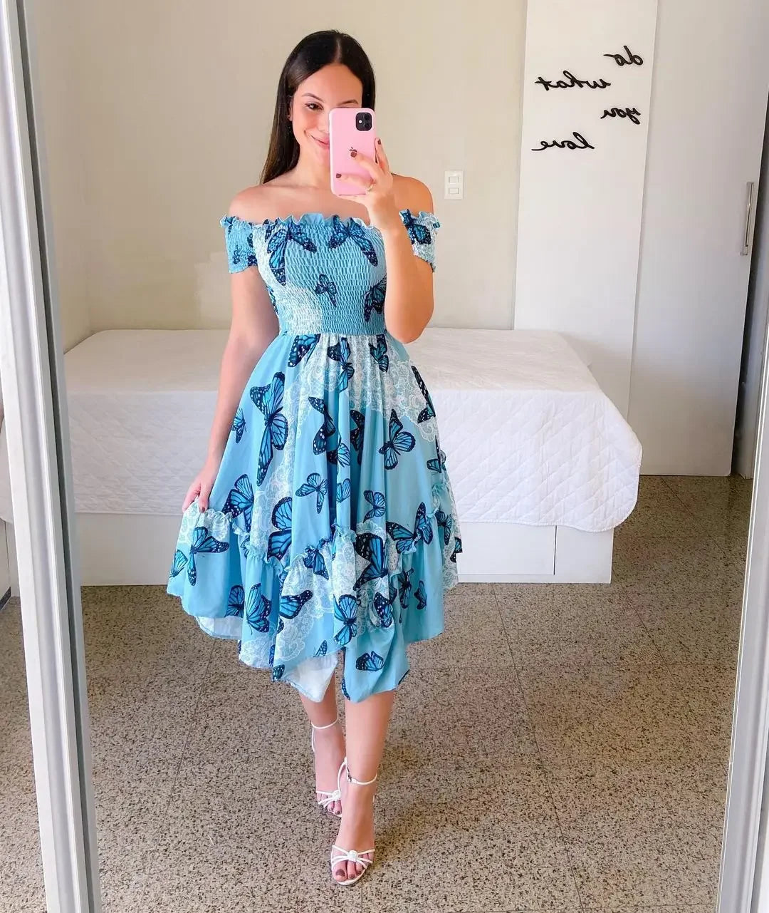 Robes d'été dames Sexy épaules dénudées fleur imprimé robe élégante à manches courtes élastique irrégulière tenue décontractée Vestido De Mujer