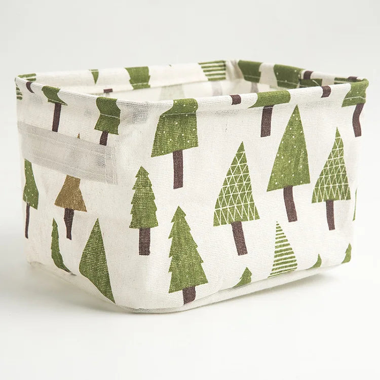 Petit panier de rangement en toile pliable avec poignée, boîte de rangement de bureau en coton et lin, petit panier de rangement étanche frais 1 pièce