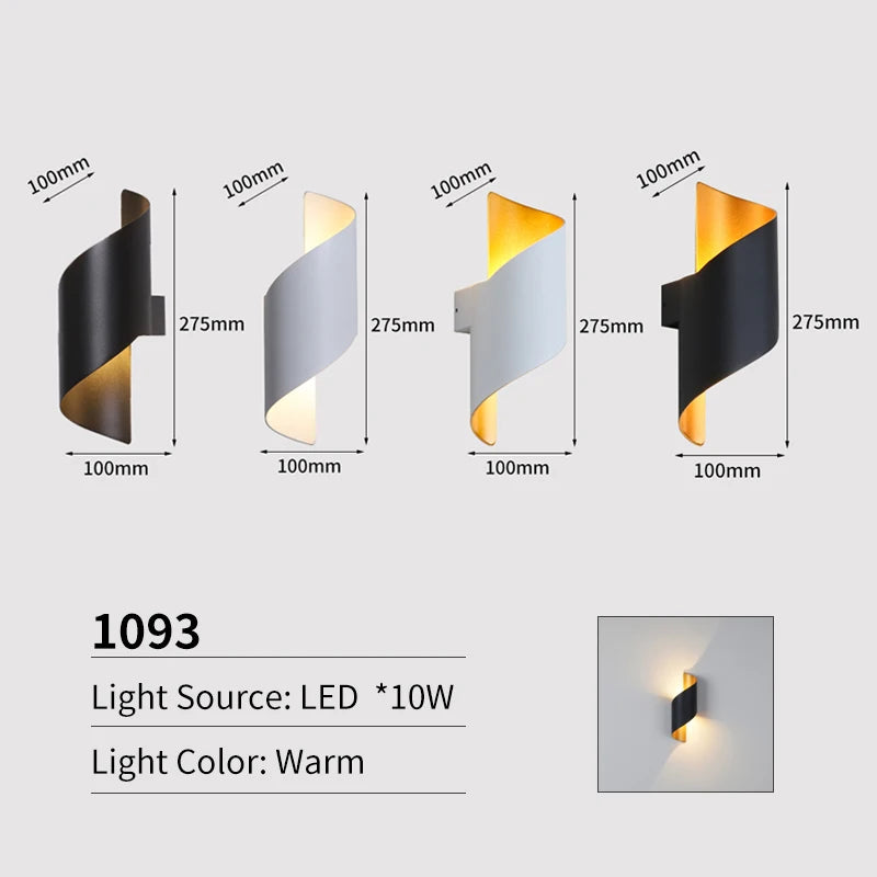JoollySun Wall Light Outdoor Lamp Home Decor Lighting for Balcony Garden LED Waterproof Aluminium Modern Wall Mounted Sconces