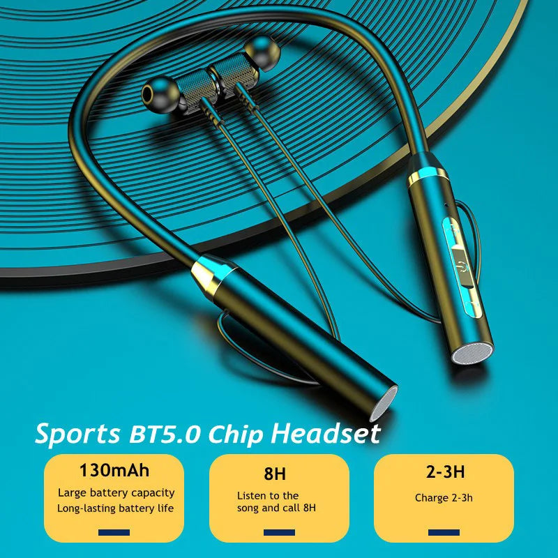 Écouteurs Bluetooth Casque sans fil Magnétique HIFI Sport Tour de cou Écouteurs TWS suspendus au cou Casque Blutooth sans fil avec micro