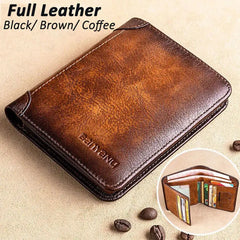 Portefeuille en cuir véritable pour hommes, design d'affaires rétro, protection Rfid, porte-cartes court, porte-monnaie, sac d'argent, sac à main