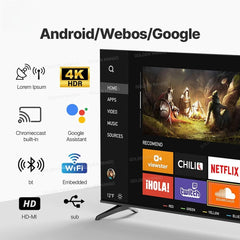 OEM 43/55/65/70 pouces Android Smart TV - 4K UHD FHD Google TV pour usage commercial d'hôtel, WiFi et HDMI