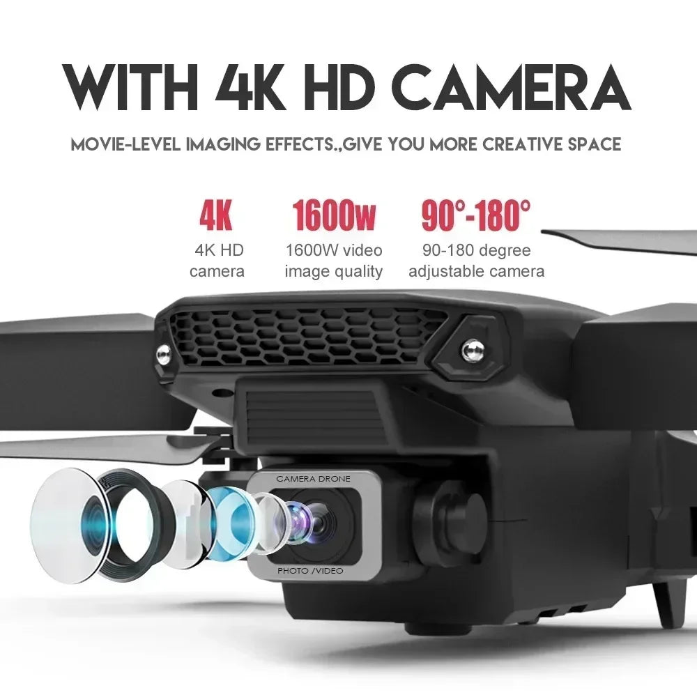 Drone professionnel E88 4K avec caméra grand angle HD 1080P, WiFi, FPV, recommandé de tenir un importateur RC pliable, hélicoptère quadrirotor, jouets pour enfants