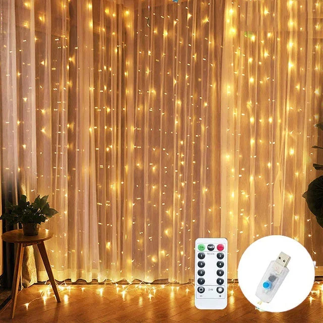 USB chaîne lumières vacances mariage fée guirlande lumineuse lumières pour chambre 3/4/6M télécommande rideau LED décoration de noël