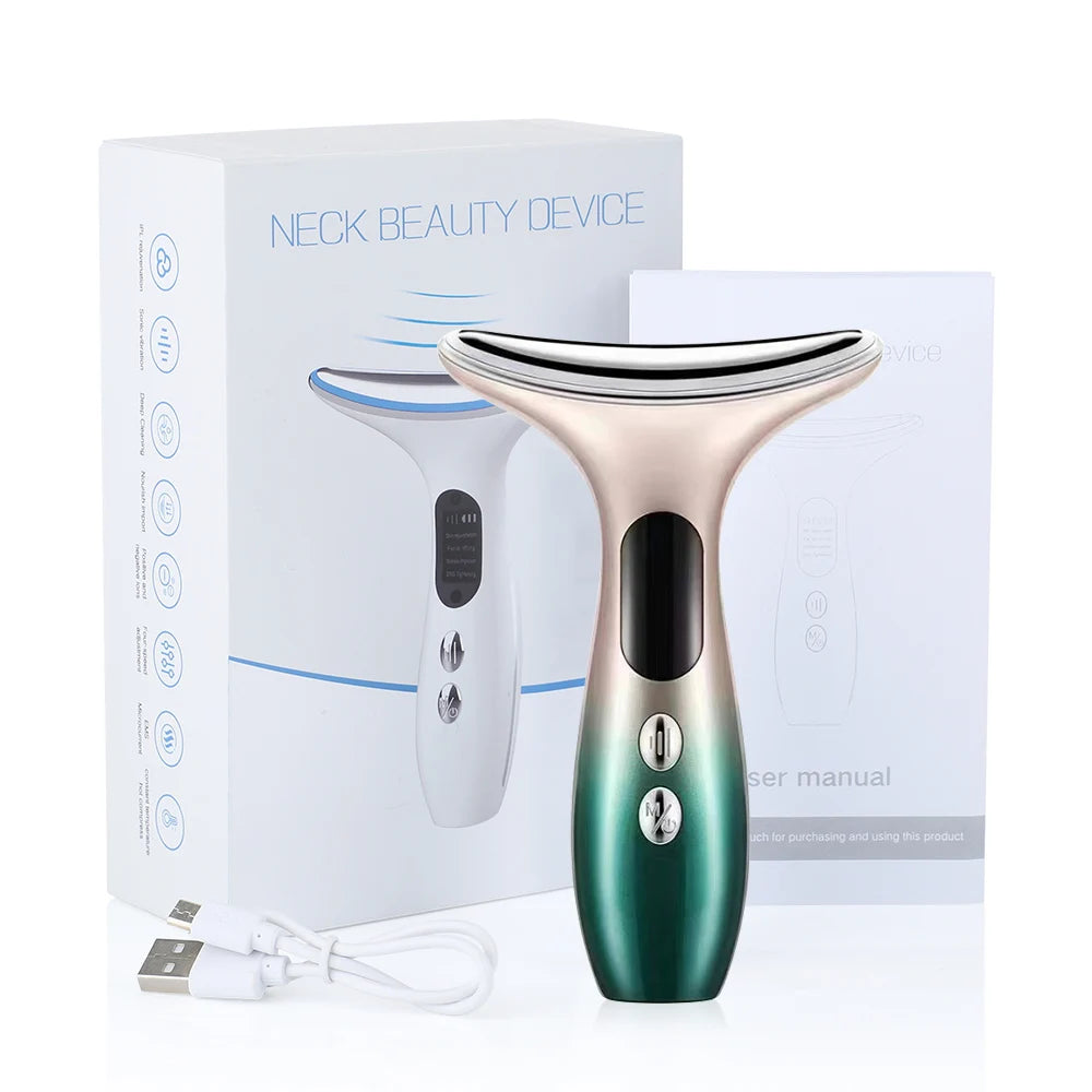 EMS microcourant visage cou dispositif de beauté LED Photon raffermissant rajeunissant Anti-rides mince Double menton soins de la peau Massage du visage
