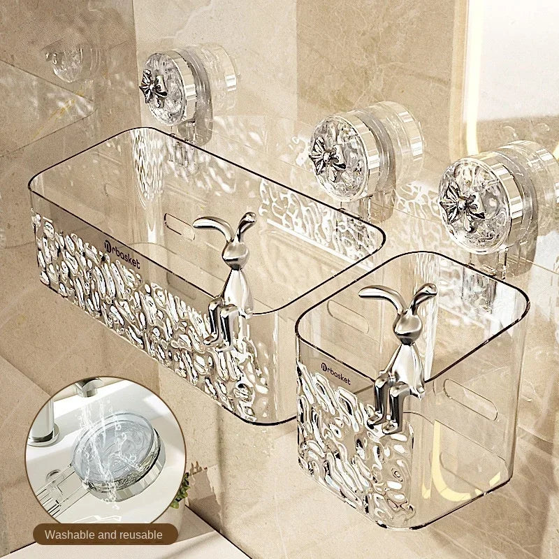 Panier d'étagère à ventouse de douche, motif Glacier léger, Installation en une seconde, organisateur de salle de bain, rangement rotatif pour sucer et enlever