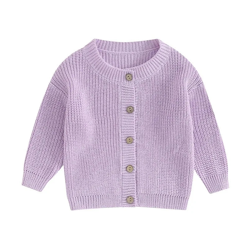 Pull chaud pour nouveau-né garçon et fille de 0 à 18 mois, manteaux, couleur unie, boutons amples, manches longues, tricot, Cardigan, automne