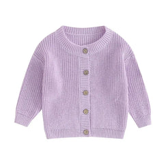 Pull chaud pour nouveau-né garçon et fille de 0 à 18 mois, manteaux, couleur unie, boutons amples, manches longues, tricot, Cardigan, automne