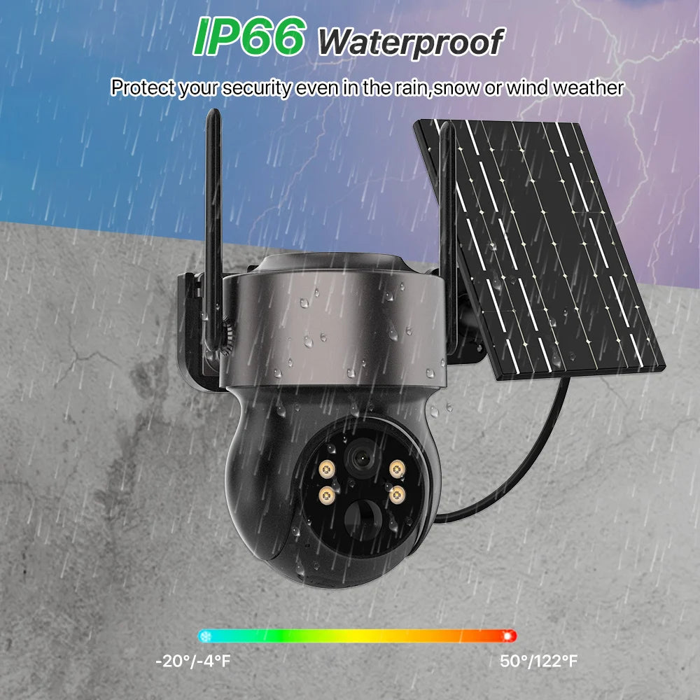 Caméra solaire extérieure sans fil PTZ IP 4G, WiFi, 2K, 4MP HD, batterie intégrée, alarme humaine PIR, caméra de Surveillance vidéo, application iCsee