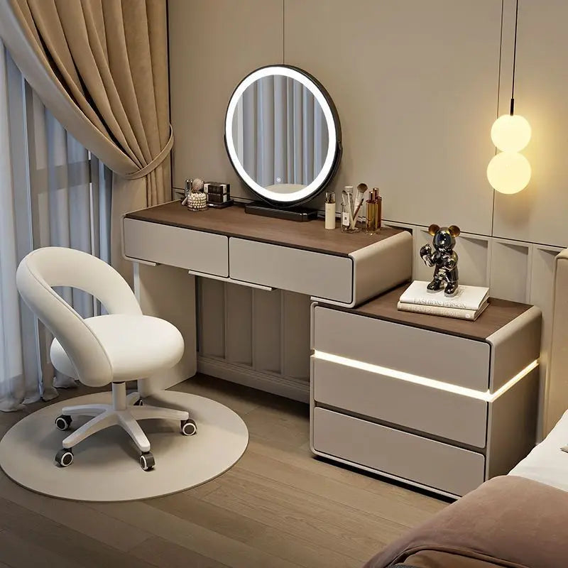 Commode à plinthes en bois massif, moderne et simple, style crème, pour petit appartement, table de maquillage, chambre à coucher, chevet intégré, nouvelle collection