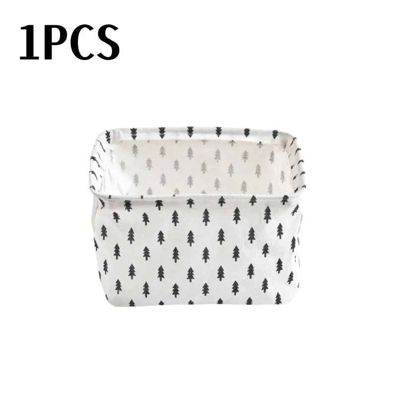 Petit panier de rangement en toile pliable avec poignée, boîte de rangement de bureau en coton et lin, petit panier de rangement étanche frais 1 pièce