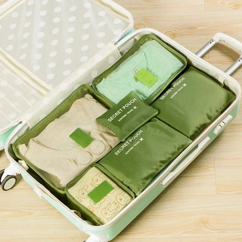 6pcs Travel Organizer Storage Bags Portable Travel Suitcases Organizer Waterproof Luggage Packing Bag Wardrobe Clothes Shoes Bag
