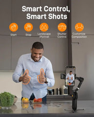 Hohem-Stabilisateur de smartphone officiel V3, suivi du visage AI, cardan 3 axes pour téléphone, perche à selfie intégrée, portable, iPhone 16, Samsung