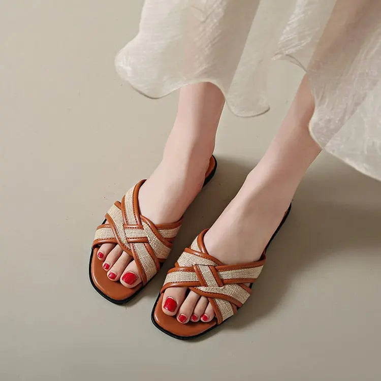 Pantoufles basses plates en caoutchouc pour femmes, tongs, diapositives de luxe, sandales d'été souples, designer hawaïen, talons de sabot, Rome Casua, 2024