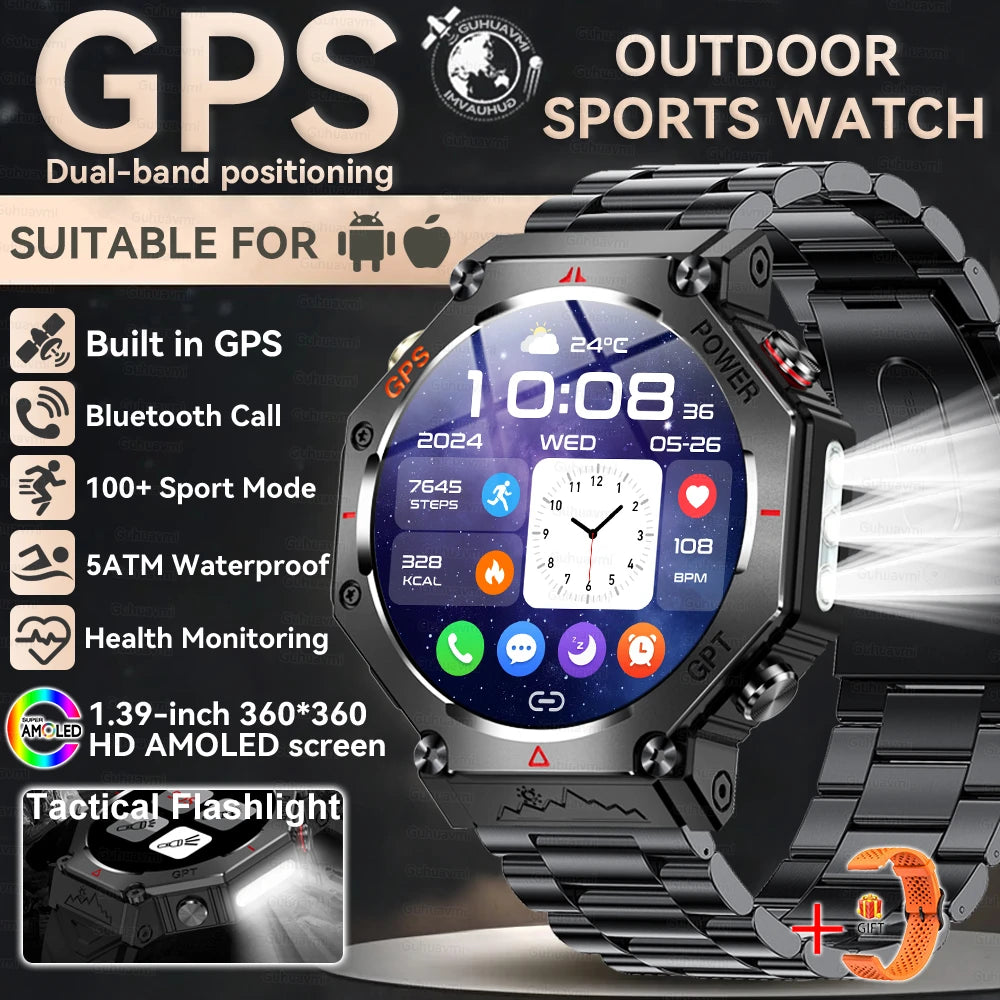 Nouveau t-rex 3 Ultra extérieur GPS montre intelligente 5TM étanche intégré double bande GNSS altimètre sport natation hommes montres intelligentes militaires