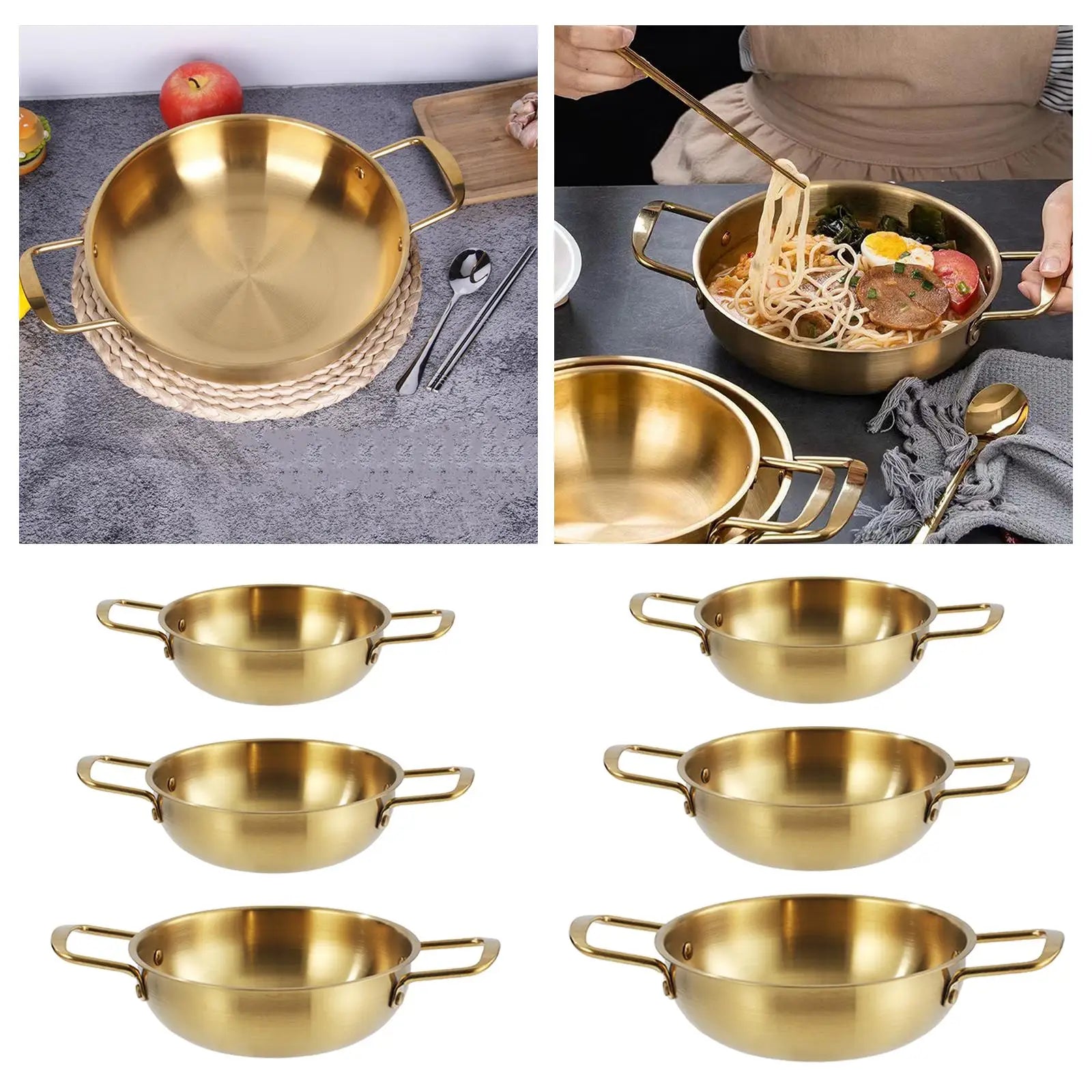 Marmite polyvalente en acier inoxydable, pot de ramen coréen, casserole polyvalente, pot à soupe kimchi, pot de camping instantané