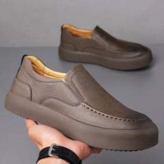 Chaussures en cuir véritable pour hommes, mocassins à l'offre elles souples en caoutchouc, chaussures de marche légères, mocassins décontractés de style britannique, chaussures de luxe
