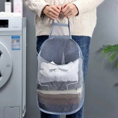 Panier à linge de rangement pliable, organisateur de vêtements sales, sac en maille, mural pour vêtements de salle de bain, paniers suspendus, seau