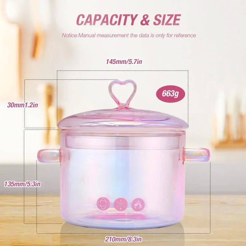 Marmite à soupe en verre esthétique, ustensiles de cuisine, degré binaural, casserole à pâtes, cuisson au Leurs oût, marmite, accessoires de cuisine, outil