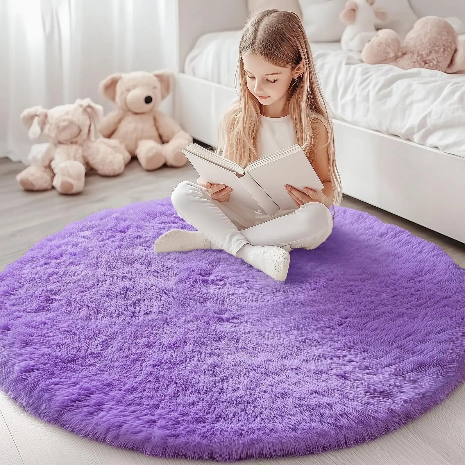 Olanly nouveaux tapis ronds en peluche pour salon tapis de chambre antidérapants tapis ronds lavables en Machine pour enfants décor à la maison esthétique